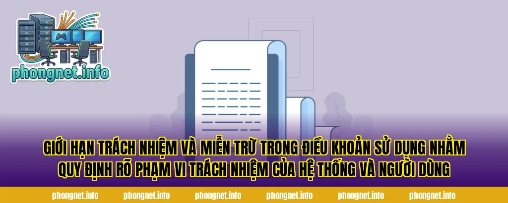 Giới hạn trách nhiệm và miễn trừ trong điều khoản sử dụng nhằm quy định rõ phạm vi trách nhiệm của hệ thống và người dùng