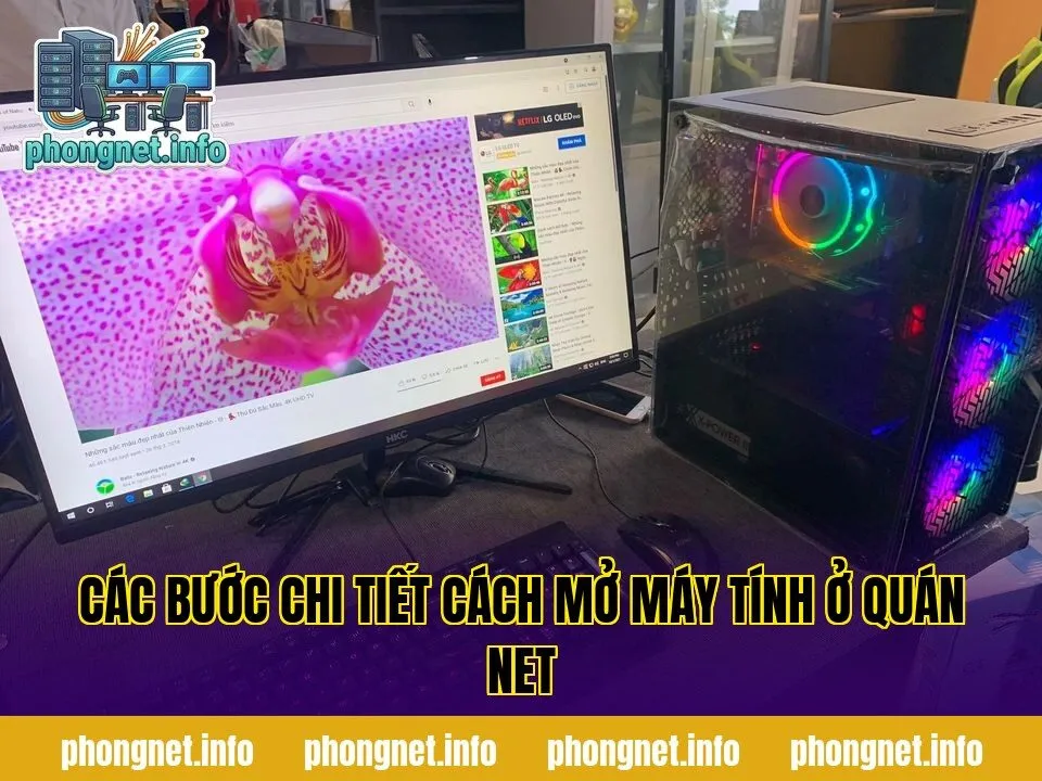 Các bước chi tiết cách mở máy tính ở quán net