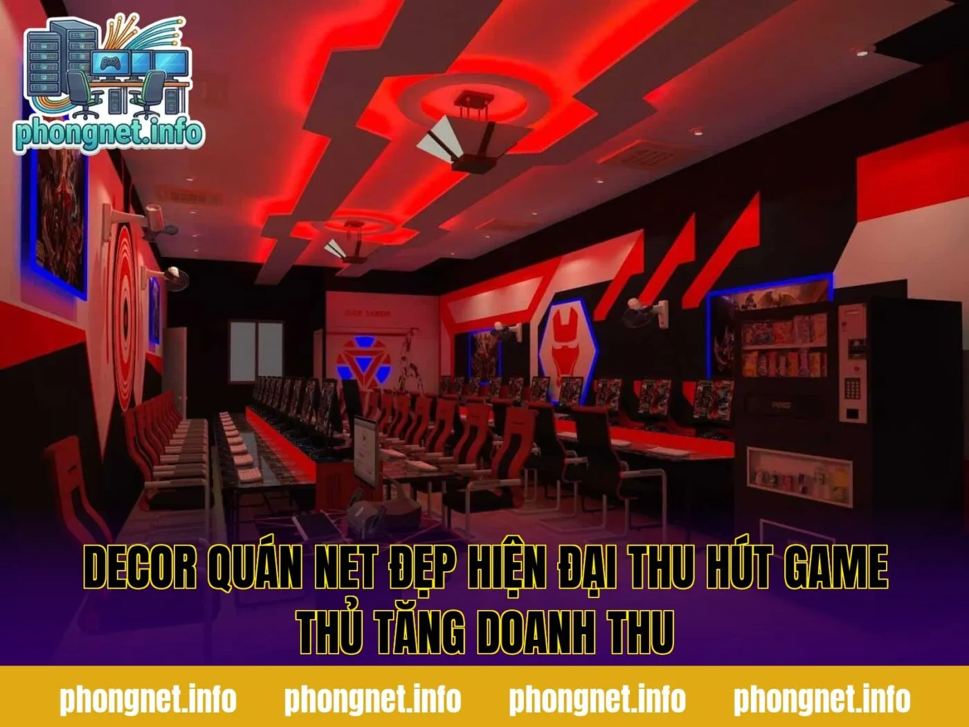 Decor Quán Net Đẹp Hiện Đại Thu Hút Game Thủ Tăng Doanh Thu